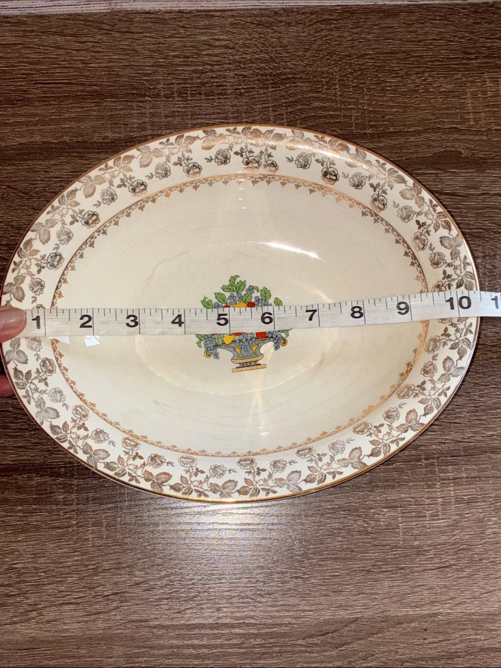 Vintage Pope Gosser 1151 Floral Fruit Pattern Serving Bowl